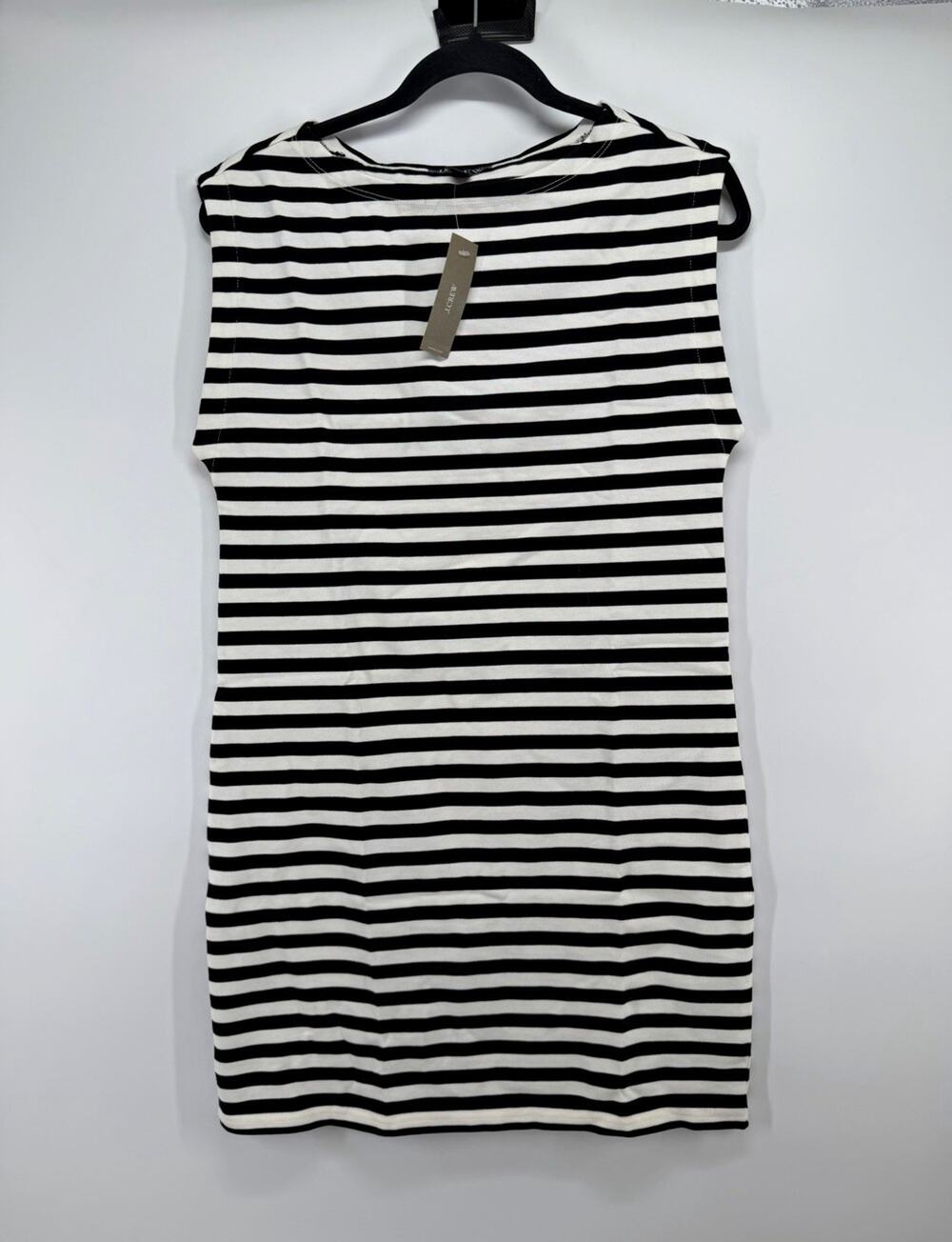 J.CREW Sheath mini dress in stripe black and white XS 100% Cotton NWT